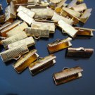 Finding - 10 pcs Gold Plated Flat Clamp Fold Over End Cap Crimps ( 16mm or 5/8 inch )