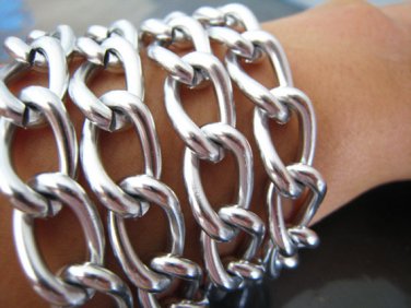 Finding - 1 Yard of Silver Large Chain Fashion Curb Link ( 17mm x 11mm width each Oval )
