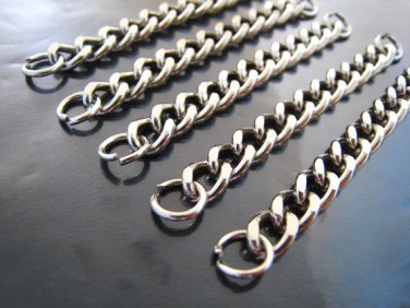 Finding - 4 pcs Silver Chain Link Bracelet Charm Base with Opening Jump Ring ( 70mm Length )