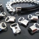 .Finding - 6 pcs Silver Clamp Fold Over End Crimps with Large Loop 14.5mm x 9.5mm ( Inside 8mm )
