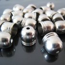 Finding - 6 pcs Silver Dome Round Tone Cord Buckle End Cap with Small Hole ( Inside 8mm diameter )