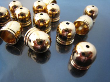 Finding - 4 pcs Gold Dome Round Tone Cord Buckle End Cap with Small Hole ( Inside 8mm diameter )