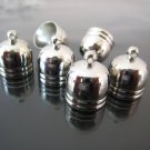 Finding - 4 pcs Silver Dome Round Large Tone Cord Buckle End Cap with Loop ( inside 12mm Diameter )