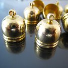 Finding - 4 pcs Gold Dome Round Large Tone Cord Buckle End Cap with Loop ( inside 12mm Diameter )