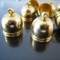 Finding - 4 pcs Gold Dome Round Large Tone Cord Buckle End Cap with Loop ( inside 12mm Diameter )