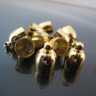 Finding - 4 pcs Gold Bullet Round Large Tone Cord Buckle End Cap with Loop ( inside 8mm Diameter )