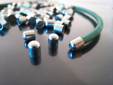 .Finding - 10 pcs Silver Round Tone Cord End Cap without Loop and Hole ( Inside 3mm Diameter )