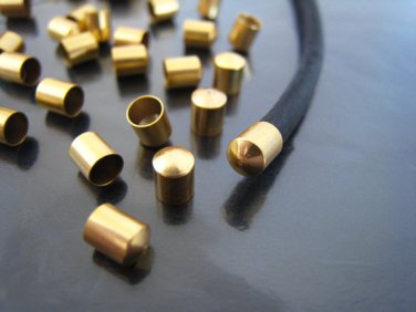 .Finding - 10 pcs Gold Round Tone Cord End Cap without Loop and Hole ( Inside 3mm Diameter )