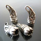 Finding - 2 pcs Silver Eagle Mark Head Leather Cord Ends Cap 25mm x 9mm ( inside 6mm )