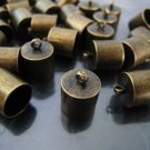 Finding - 4 pcs Antique Brass Round End Cap with Loop 12mm x 10mm ( inside 9mm Diameter )