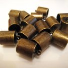 Finding - 6 pcs Antique Brass Round End Cap with Loop 12.5mm x 9mm ( inside 8mm Diameter )