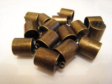 Finding - 6 pcs Antique Brass Round End Cap with Loop 12.5mm x 9mm ( inside 8mm Diameter )