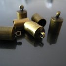 Finding - 6 pcs Antique Brass Round End Cap with Loop 12mm x 7mm ( inside 6mm Diameter )
