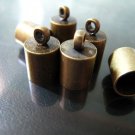 Finding - 6 pcs Antique Brass Round End Cap with Loop 12mm x 8mm ( inside 7mm Diameter )