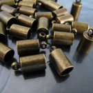 Finding - 6 pcs Antique Brass Round End Cap with Loop 12mm x 6mm ( inside 4.8mm Diameter )