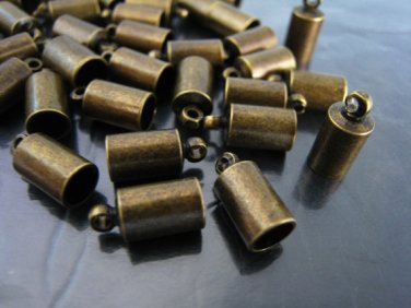 Finding - 6 pcs Antique Brass Round End Cap with Loop 12mm x 6mm ( inside 4.8mm Diameter )