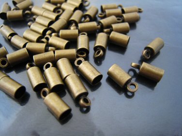 Finding - 10 pcs Antique Brass Round End Cap with Loop 9mm x 4mm ( inside 3mm Diameter )
