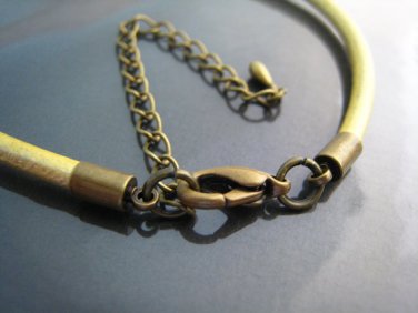 Finding - 4 Sets Antique Brass Round End Cap Lobster Clasp & Extender ( Inside 3mm Diameter )