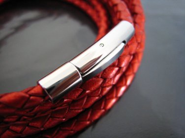 Finding - 1 Set of Silver Open Round Stainless Steel Buckle Clasp 28mm x 6mm ( Inside 4mm Diameter )