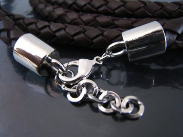 Finding - 1 Set Silver Round End Cap Lobster Clasp & Extender ( Inside 8mm Diameter )