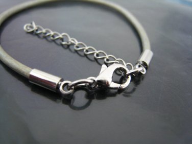 Finding - 4 Sets Silver Round End Cap Lobster Clasp & Extender ( Inside 2mm Diameter )