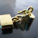 Finding - 1 Set Gold Flat End Cap with S Hook Clasp ( inside 9.5 mm x 2.5 mm )