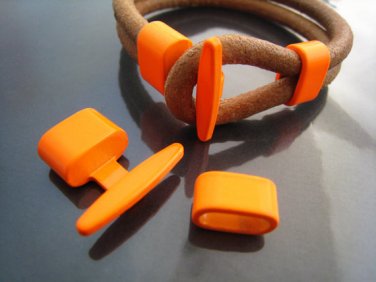 Finding - 1 Set Neon Orange T Bar Hook Loop Clasp Toggle