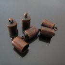 Finding - 6 pcs Red Copper Round End Cap with Loop 12mm x 7mm ( inside 6mm Diameter )