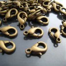 Finding - 10 pcs Antique Brass Solid Mini Lobster Claw Clasp Closure 12mm x 7mm
