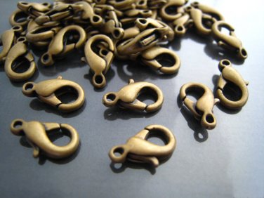 Finding - 10 pcs Antique Brass Solid Mini Lobster Claw Clasp Closure 12mm x 7mm