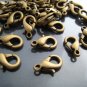 Finding - 10 pcs Antique Brass Solid Mini Lobster Claw Clasp Closure 12mm x 7mm