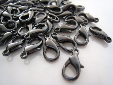 Finding - 10 pcs Black Solid Mini Lobster Claw Clasp Closure 12mm x 7mm