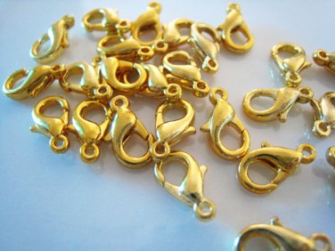 Finding - 10 pcs Gold Solid Mini Lobster Claw Clasp Closure 12mm x 7mm
