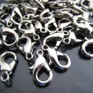 Finding - 10 pcs Silver Solid Mini Lobster Claw Clasp Closure 12mm x 7mm