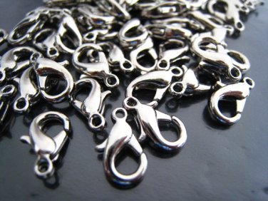 Finding - 10 pcs Silver Solid Mini Lobster Claw Clasp Closure 12mm x 7mm
