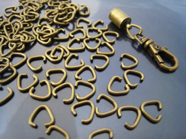 Finding - 20 pcs Antique Brass Triangle Shape Open Jump Rings Connectors 7mm x 6mm