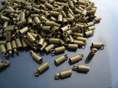 Finding - 10 pcs Antique Brass Round End Cap with Loop 8mm x 3mm ( inside 2mm Diameter )