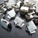 Finding - 10 pcs Silver Plated Flat Clamp Fold Over End Cap Crimps ( 8mm )