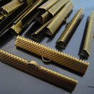 Finding - 6 pcs Antique Brass Flat Clamp Fold Over End Cap Crimps With Loop ( 40mm or 1 9/16 inch )