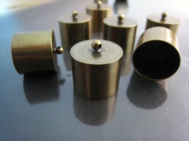 Finding - 2 pcs Antique Brass Round Very Large Tone Cord Buckle End Cap with Loop ( inside 17mm )