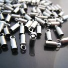 Finding - 10 pcs Silver Round Tone Cord Buckle End Cap with Loop ( inside 2mm Diameter )