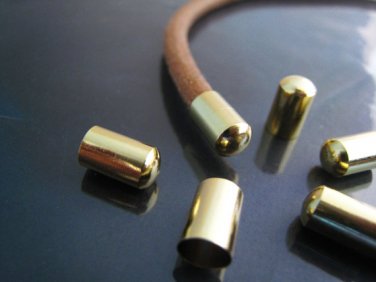 .Finding - 10 pcs Gold Round Tone Cord End Cap without Loop and Hole ( Inside 5mm Diameter )