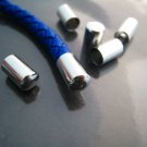 Finding - 10 pcs Silver Round Tone Cord End Cap without Loop and Hole ( Inside 5mm Diameter )