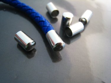 Finding - 10 pcs Silver Round Tone Cord End Cap without Loop and Hole ( Inside 5mm Diameter )