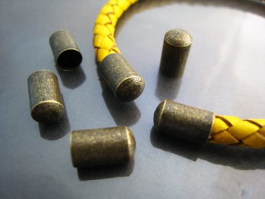 .Finding - 10 pcs Antique Brass Round Tone Cord End Cap without Loop and Hole ( Inside 5mm )