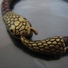 Finding - 1 Set Antique Brass Snake Head Shaped  Ends Cap with Tail S Hook ( inside 6mm )