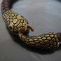 Finding - 1 Set Antique Brass Snake Head Shaped  Ends Cap with Tail S Hook ( inside 6mm )