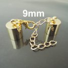 Finding - 2 Sets Gold End Cap with Lobster Clasp & Extender ( Inside 9mm Diameter )