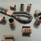 Finding - 6 pcs Red Copper Adjustable Crimp Round Tone Tube Curve Fold Over End Cap 7mm x 6.5mm