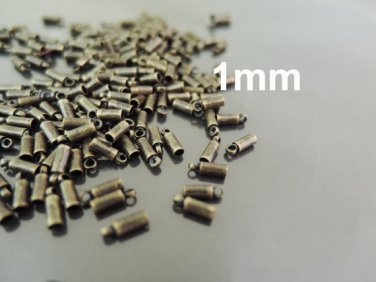 Finding - 20 pcs Antique Brass Round End Cap with Loop 6mm x 2mm ( inside 1mm Diameter )